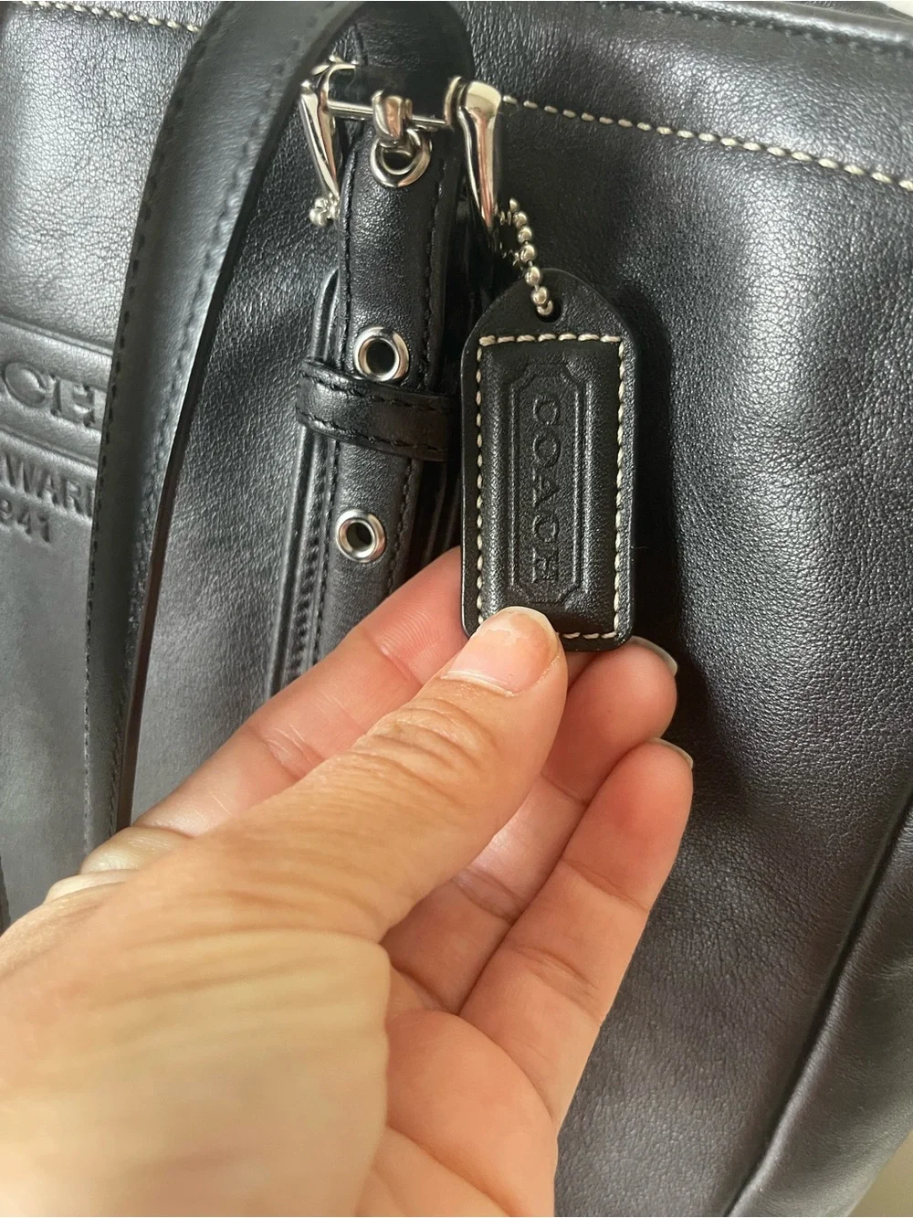 Coach Black Leather Tote with Double Handles